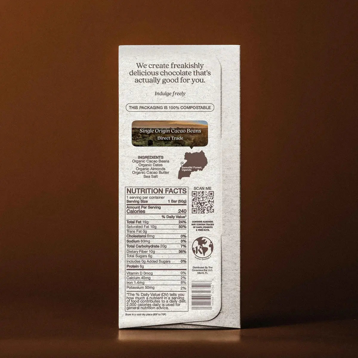 Date Sweetened Dark Chocolate - Almond Sea Salt