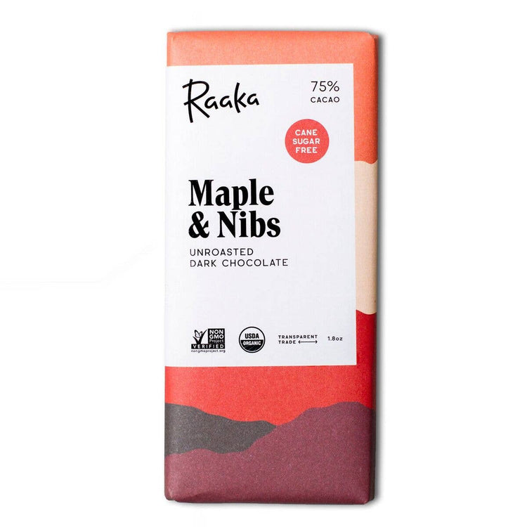 Raaka Maple & Nibs Dark Chocolate for the Maple-Sweetened collection