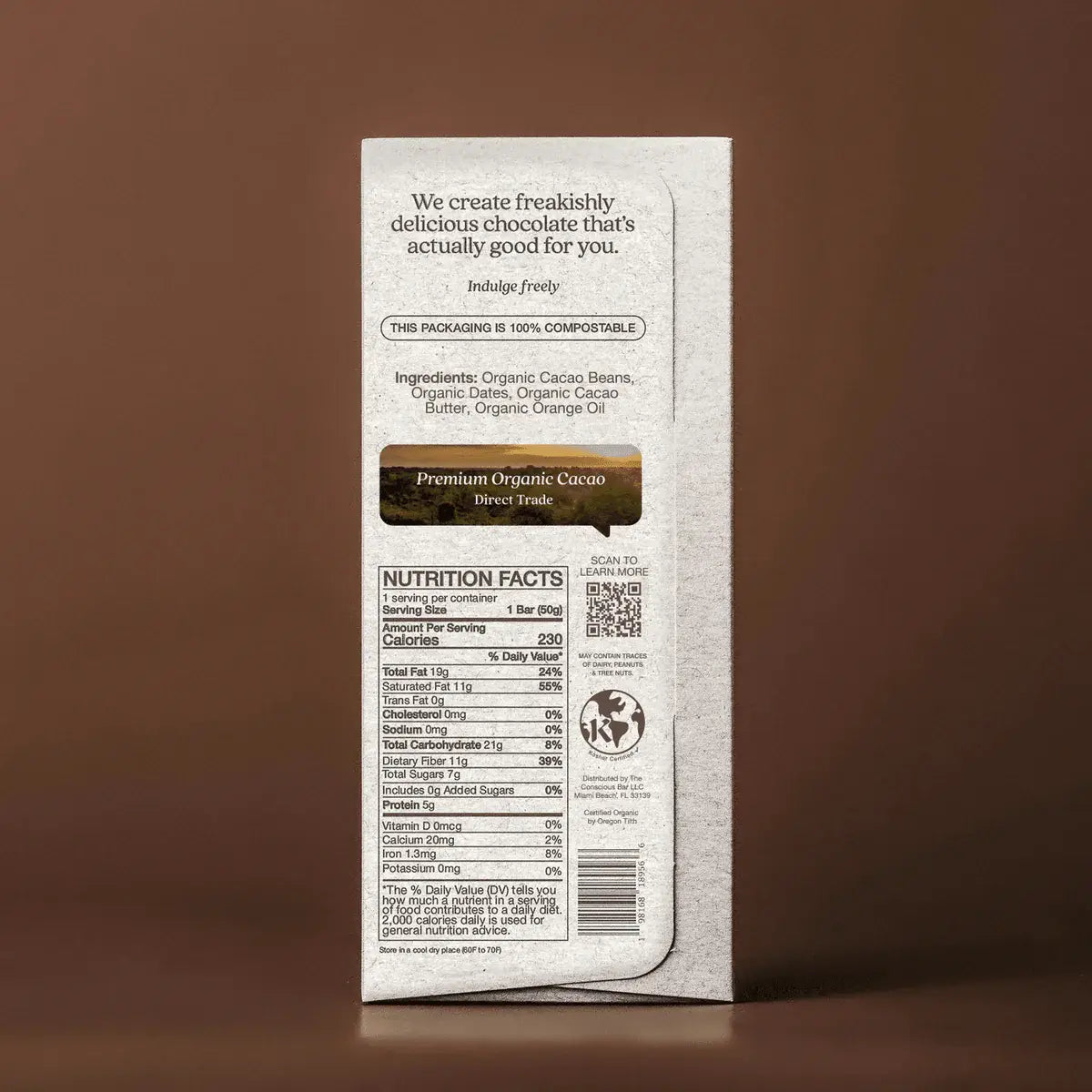 Date Sweetened Dark Chocolate - Orange Blossom
