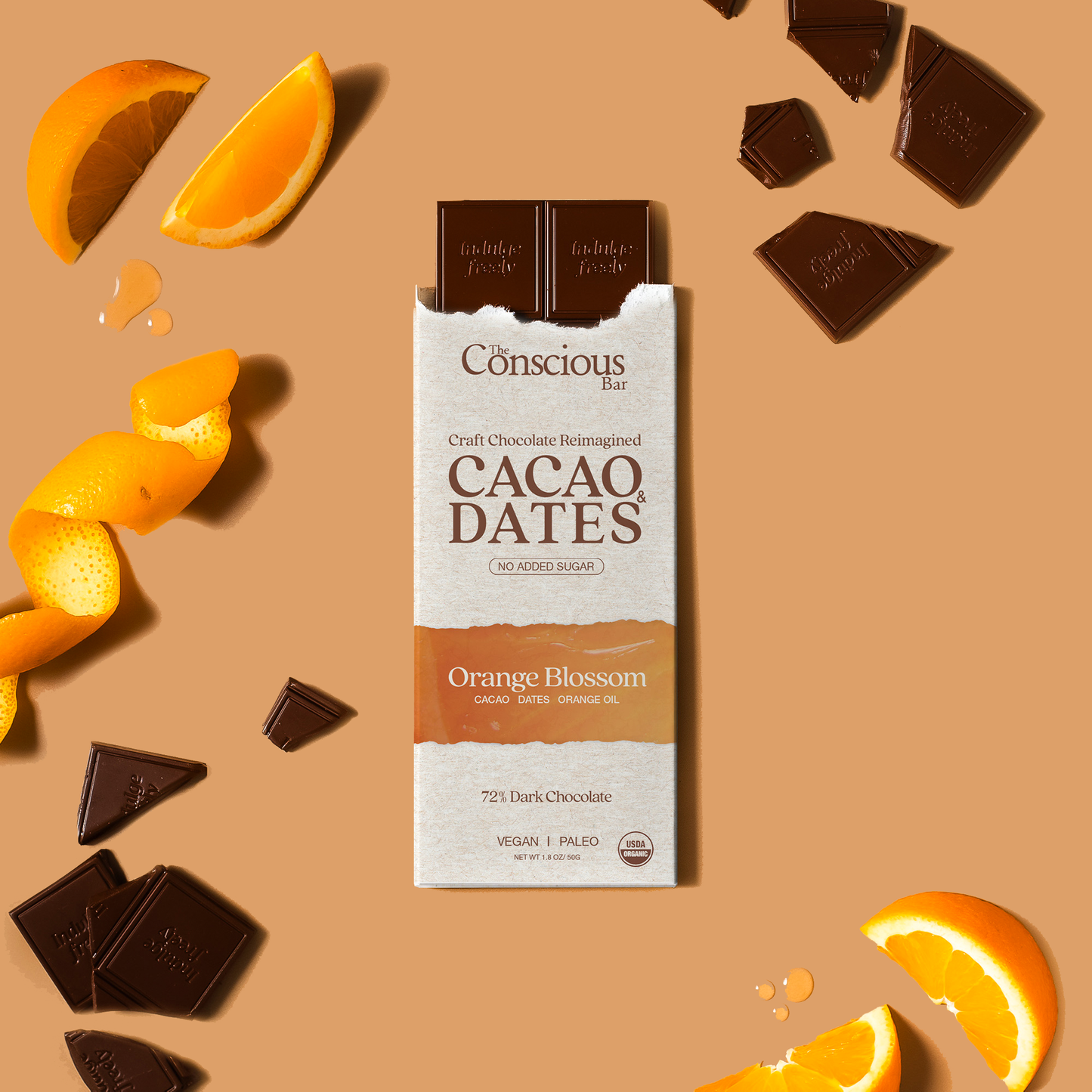 Date Sweetened Dark Chocolate - Orange Blossom