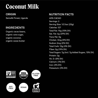 60% Coconut Milk Chocolate Bar